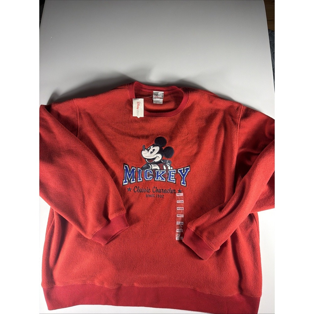 NWT Vintage Disney Store Mickey Mouse Fleece Sweatshirt Red XXL 2XL